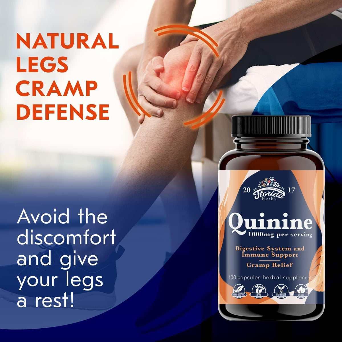 Leg Cramp Support – Organic Quinine Capsules from Cinchona Bark – 1000 mg – 330 Capsules - görsel 5