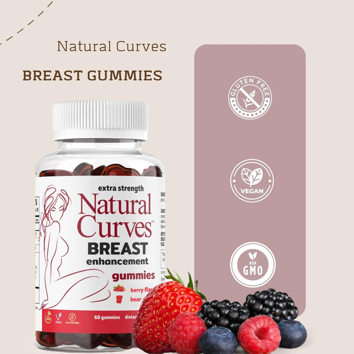 Natural Curves Breast Enhancement Gummies – Herbal Bust Firming & Lifting Support – 60 Gummies - görsel 3