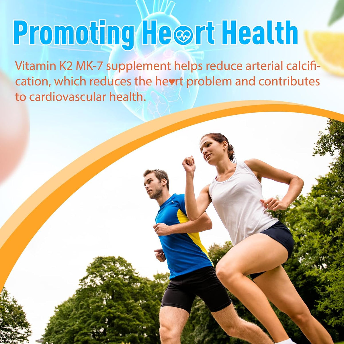 Joywiit Vitamin K2 MK-7 Gummies 100mcg, Extra Strength K2 for Bone & Cardiovascular Support, Chewable Natural Orange Flavour, Non GMO, Vegan, 60 Gummies - görsel 6
