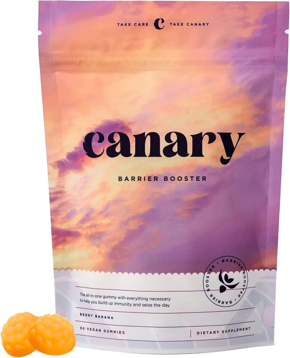 Canary Barrier Booster Vitamin A, D, and K and Zinc Immune Support Gummies - Vegan Berry Banana, 60 Gummies - görsel 1
