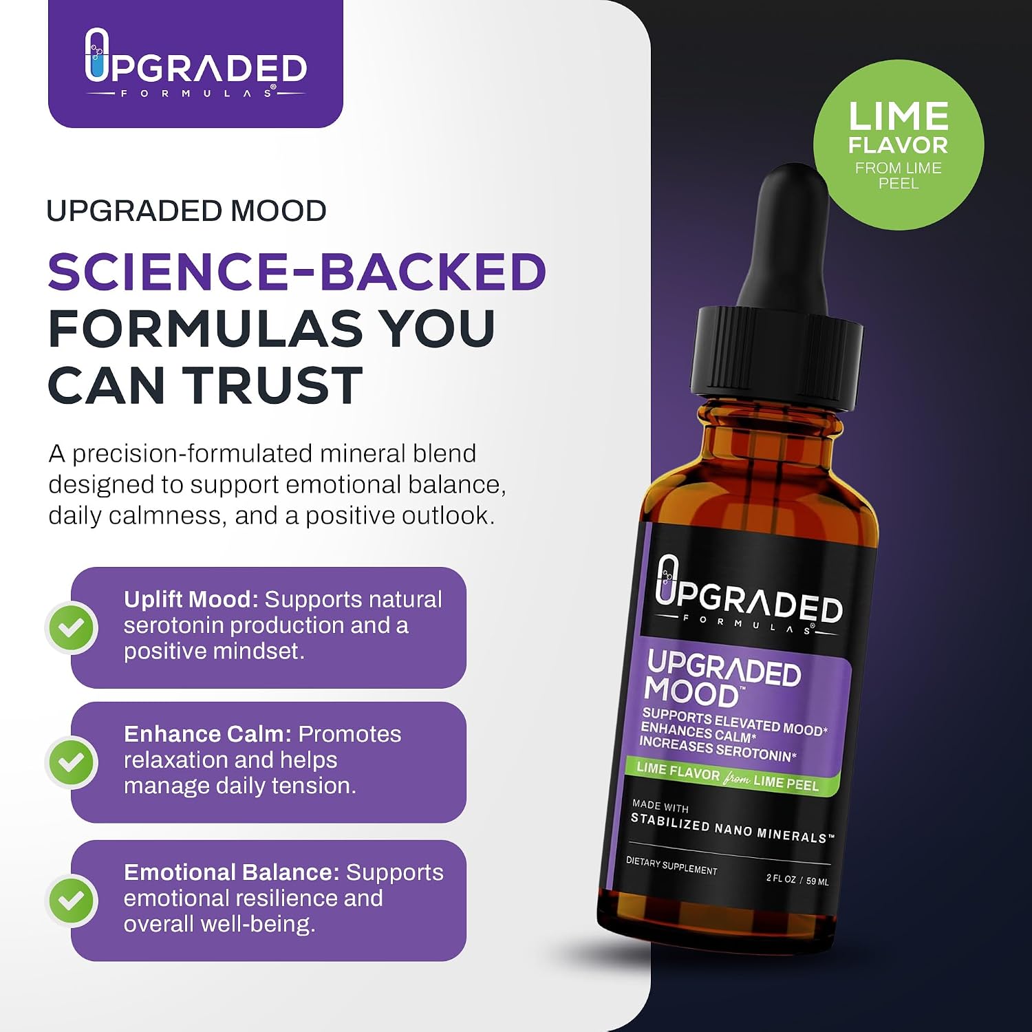 Upgraded Formulae Mood Supplement - Calm and Uplifted, 60 ml - görsel 2