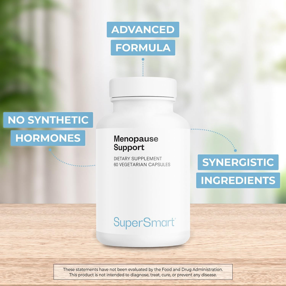 Supersmart Menopause Support (Advanced Formula) - with Black Cohosh, FenuSmart Fenugreek, Magnesium, Vitamin D3 & B6 - Non-GMO, Gluten-free - 60 Vegetarian Capsules - görsel 2