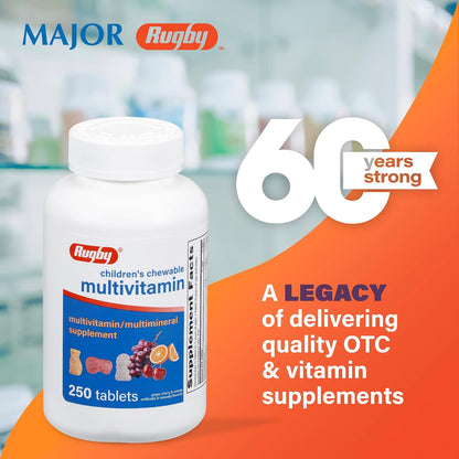 Rugby Children's Chewable Multivitamin Tablets - 250 Tablets