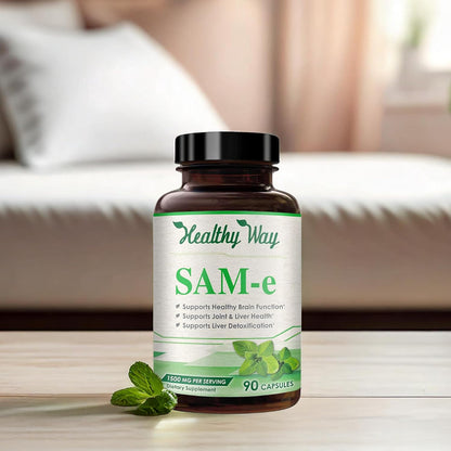 HealthyWayRx SAM-e 1500mg Capsules – High Strength S-Adenosyl-L-Methionine for Joint, Brain and Mood Support – Non-GMO, High Absorption (90 Capsules)