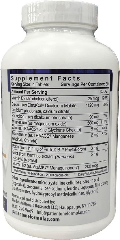 Patient One OsteoOne | Bone Health Supplement with Calcium, D3, K2 | 120 Tablets