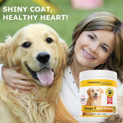 Amazing Omega-3 for Dogs - Fish Oil Supplement 90 Salmon Soft Chews