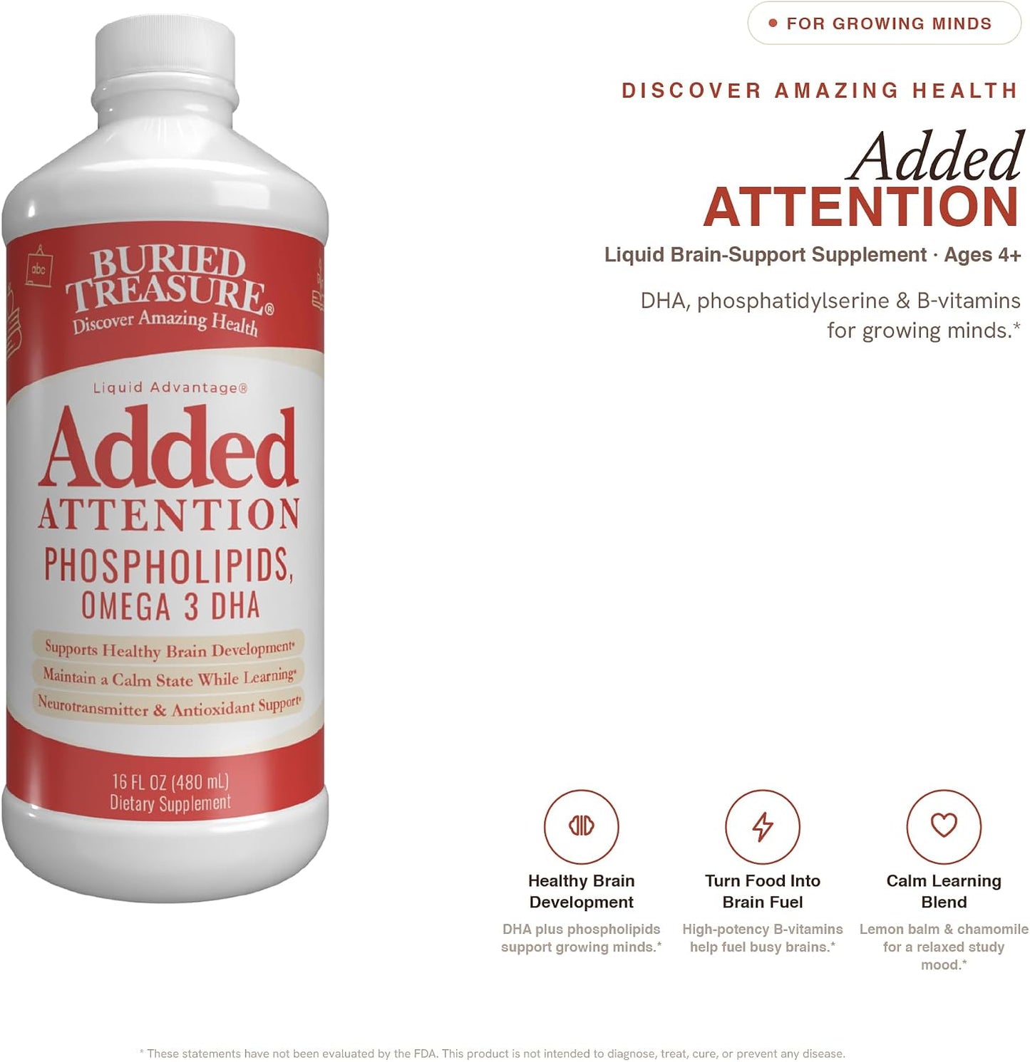 Buried Treasure Added Attention – Children's Learning Support with GABA, DHA, Vitamin B and Herbal Blend - görsel 5