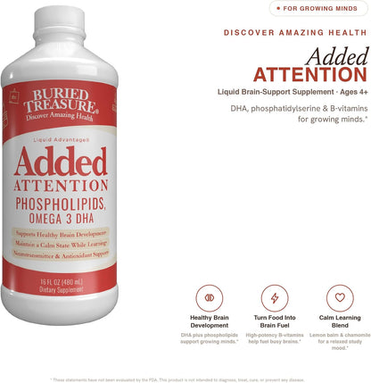 Buried Treasure Added Attention – Children's Learning Support with GABA, DHA, Vitamin B and Herbal Blend