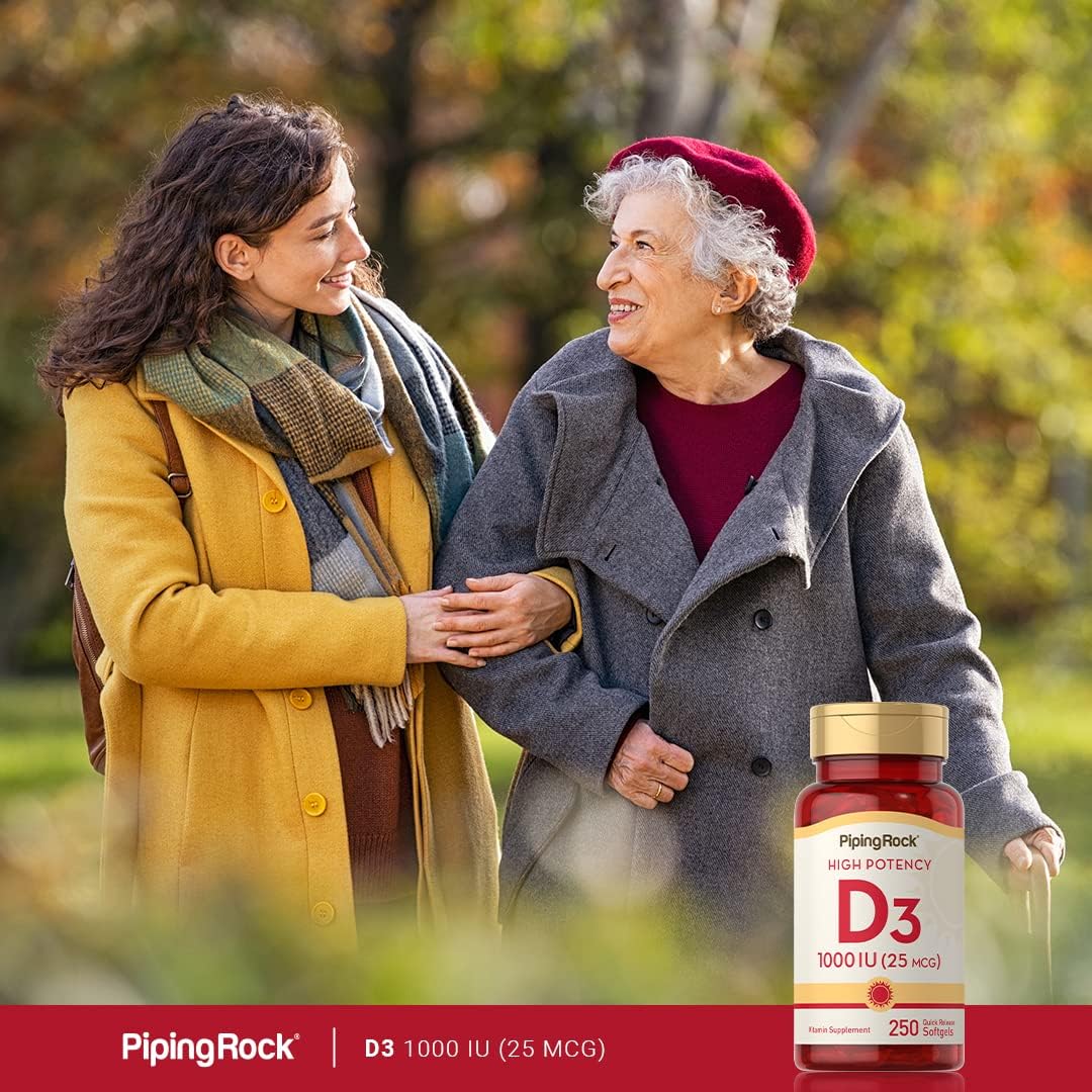Piping Rock Vitamin D3 1000IU – High Potency (25 mcg) – 250 Softgels – Non-GMO, Gluten-free - görsel 6