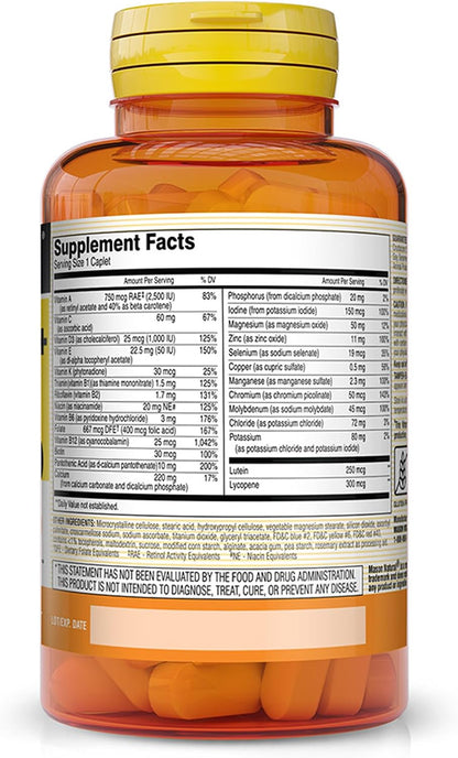 MASON NATURAL Vitrum 50+ Adult Multi, Iron-Free - Multivitamin for Men & Women Over 50, 180 Tablets