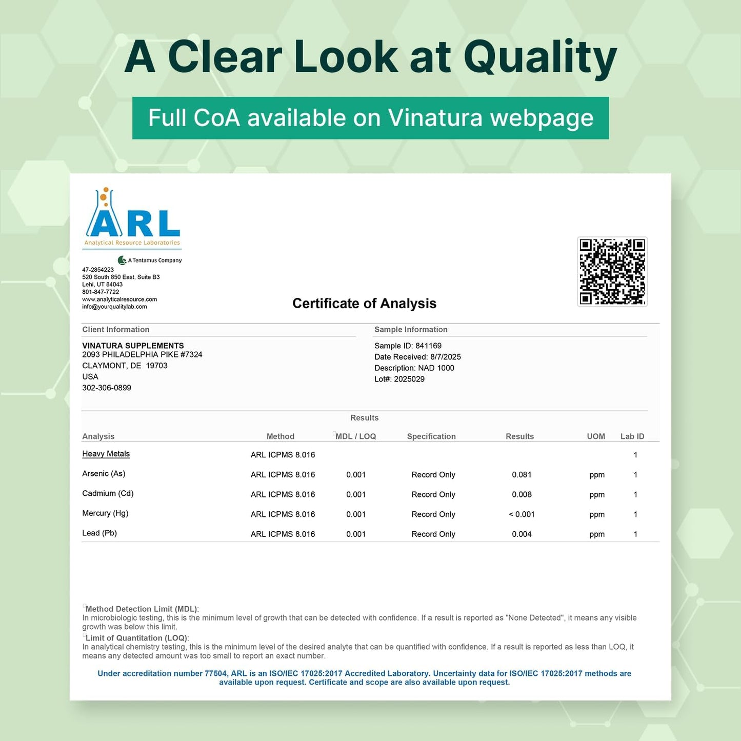 VINATURA NAD Supplement 1000mg - Pure NAD+ for Cellular Health - görsel 8