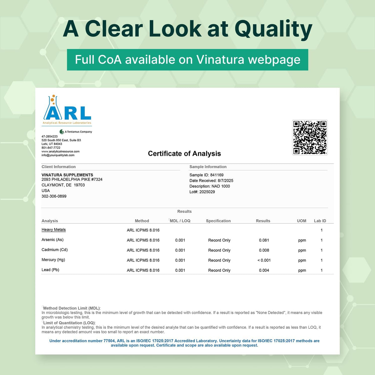 VINATURA NAD Supplement 1000mg - Pure NAD+ for Cellular Health - görsel 8
