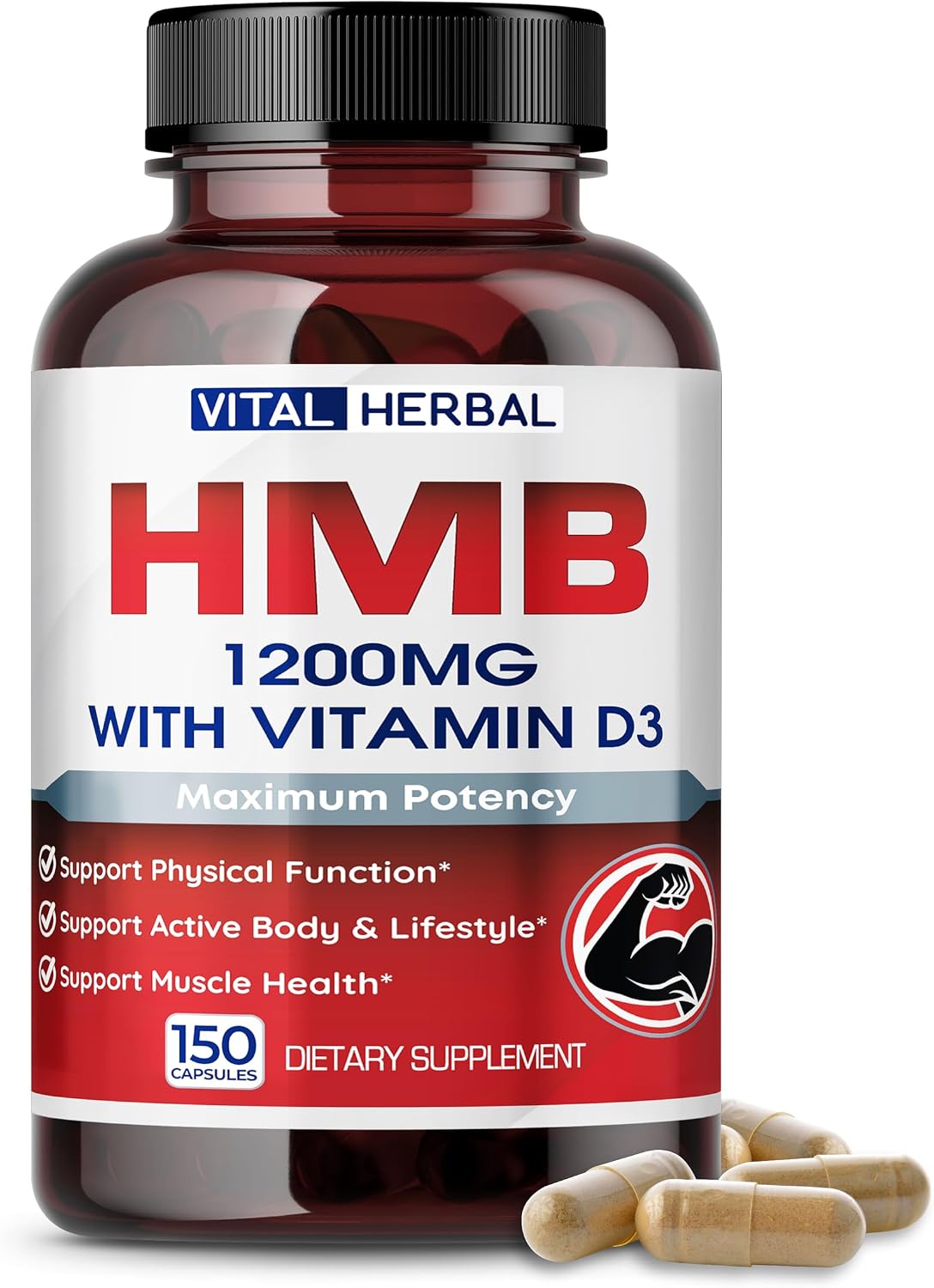 VITAL HERBAL Liposomal HMB with Vitamin D3 – Maximum Potency – Muscle Support Formula - görsel 1