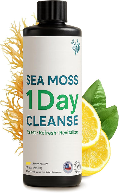 Atlantic Naturals 1 Day Colon Cleanse Detox Drink – Sea Moss Supplement, Gut Health, Lemon Flavour, 237 ml