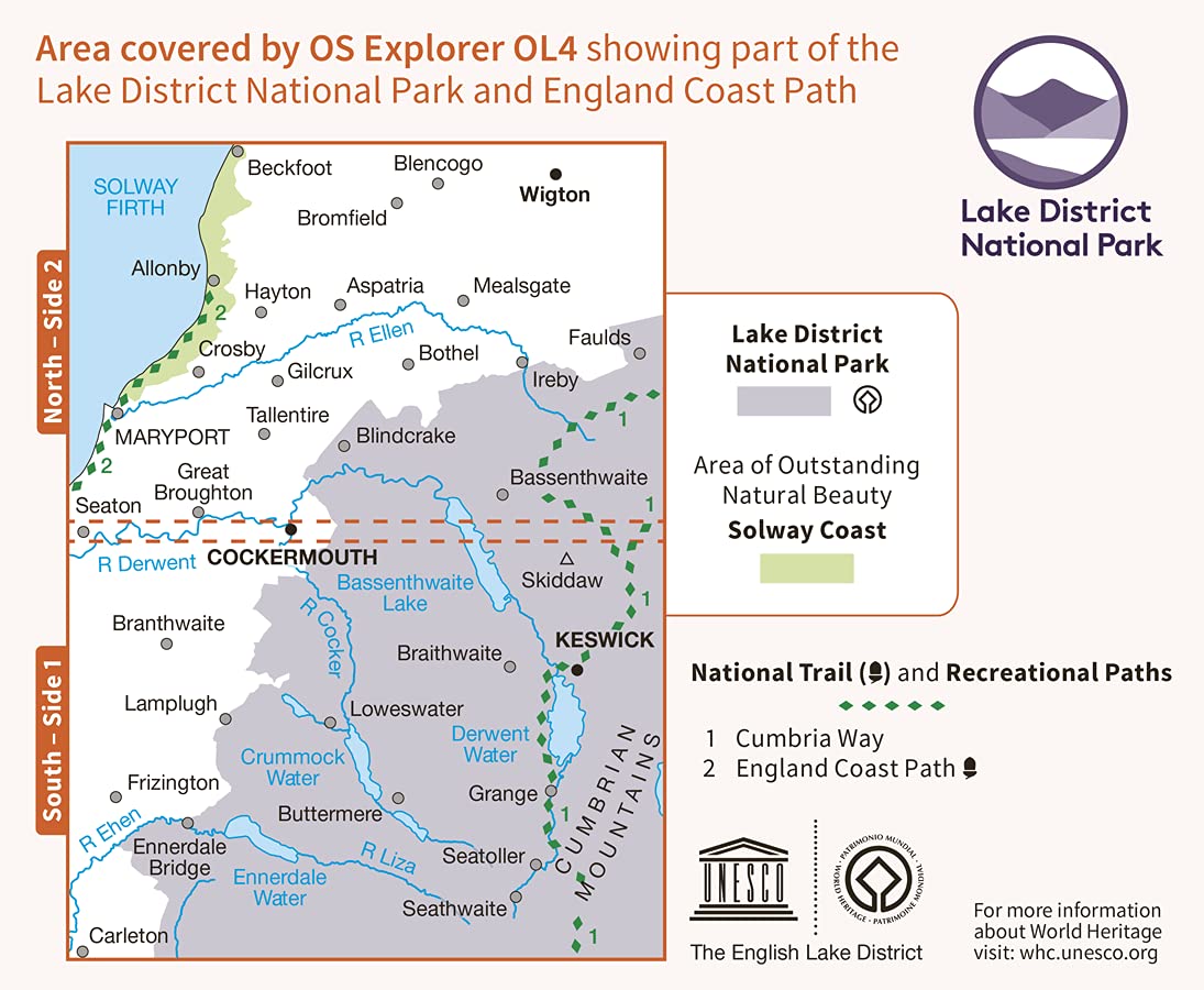 Lake District OS Explorer Map OL4 – The English Lakes: North Western Area – Keswick, Cockermouth & Wigton - görsel 2