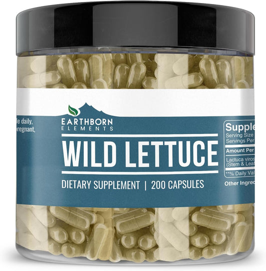 Earthborn Elements Wild Lettuce Capsules, 200 Capsules, Pure and Undiluted