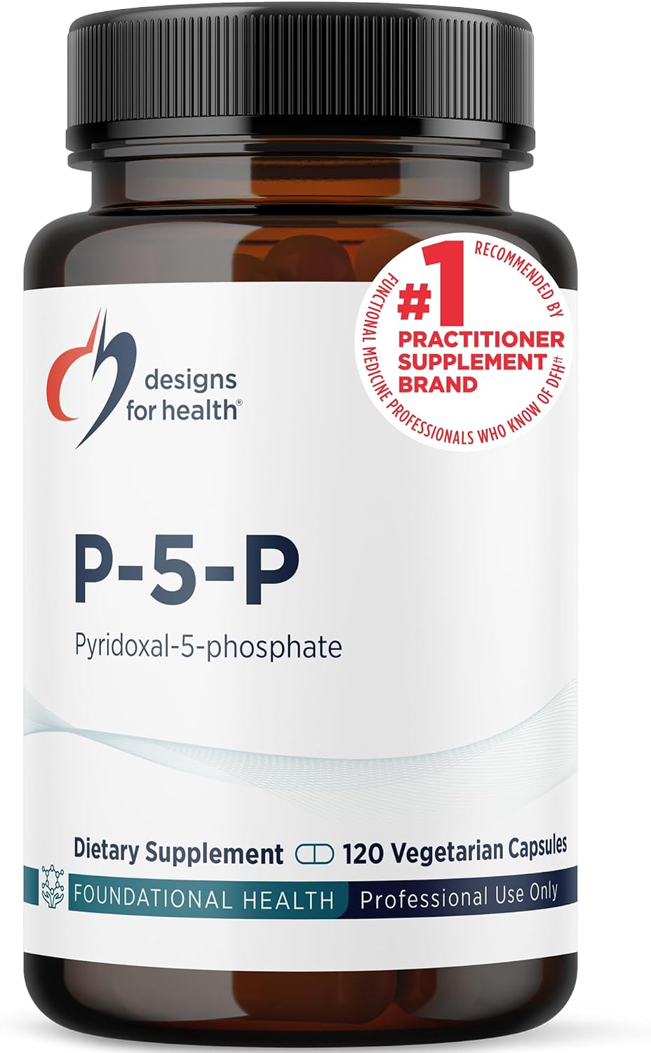 Designs for Health P-5-P - 50mg Vitamin B6 (Pyridoxal-5-Phosphate), 120 Capsules - görsel 1