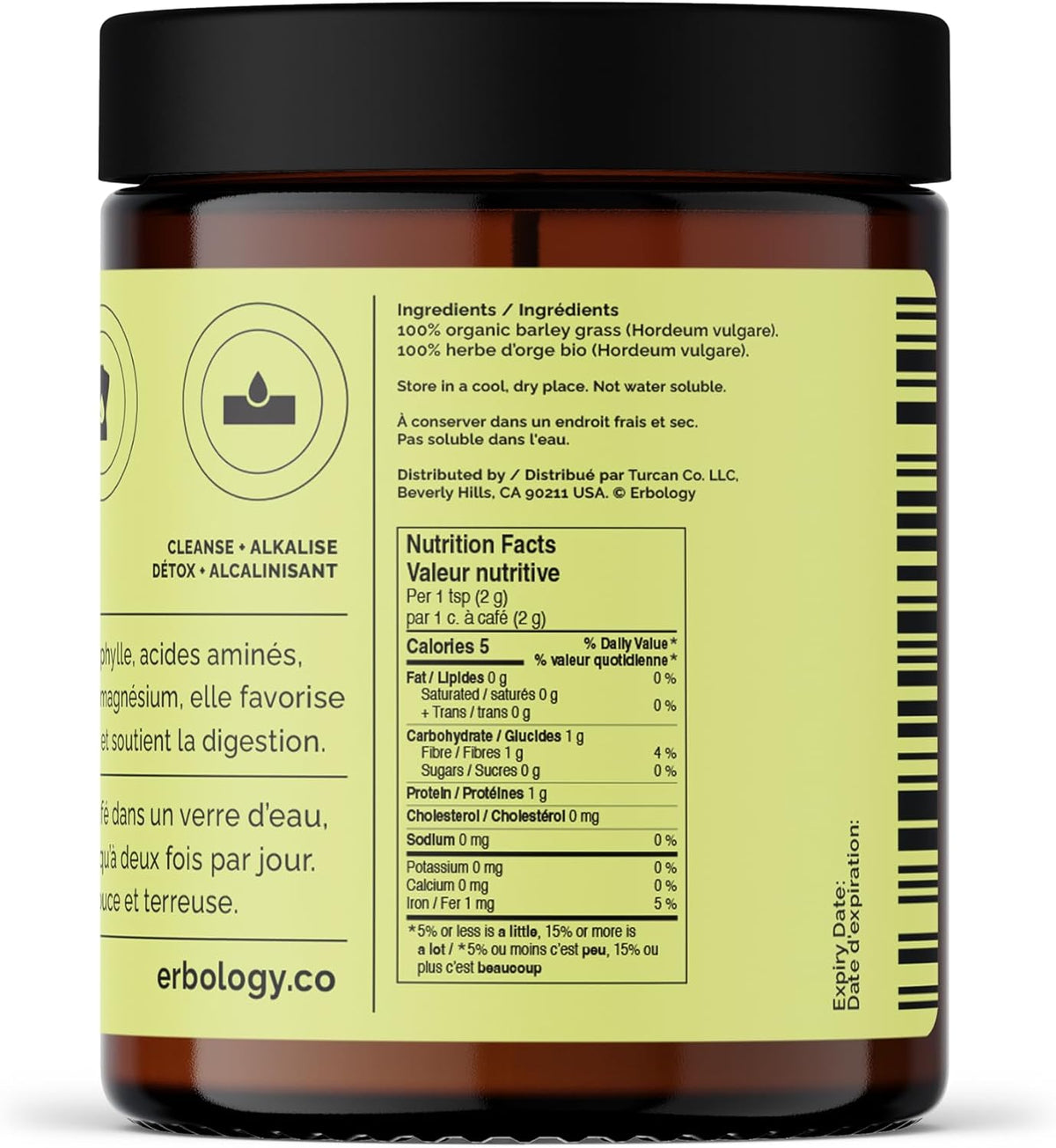 Erbology Organic Barley Grass Powder 91 g – 45 Servings – Body Cleansing and Gut Health Support – Rich in Chlorophyll, Iron and Magnesium – Sustainably Sourced in Europe – Vegan – Non-GMO - görsel 5