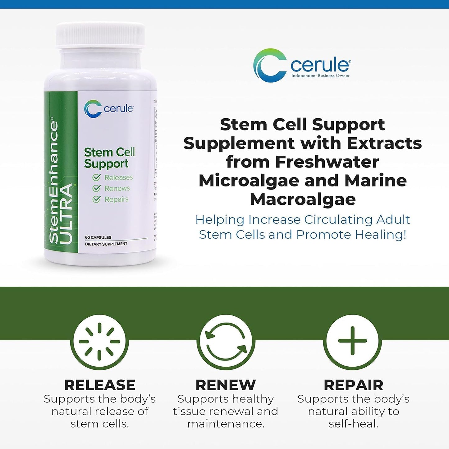 Cerule StemEnhance Ultra 2 Pack – Natural Stem Cell Support for Cellular Renewal, Immune Function, Energy & Recovery – 120 Capsules - görsel 3