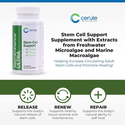 Cerule StemEnhance Ultra 2 Pack – Natural Stem Cell Support for Cellular Renewal, Immune Function, Energy & Recovery – 120 Capsules