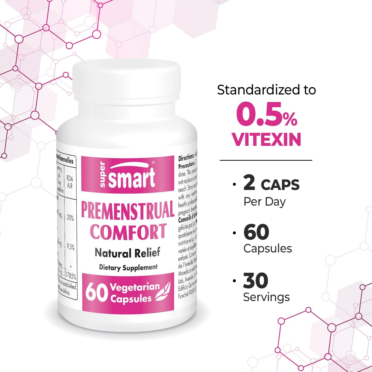SuperSmart Premenstrual Comfort (Advanced Formula) - Vitex Chasteberry & Vitamin B6 - 60 Vegetarian Capsules - görsel 4