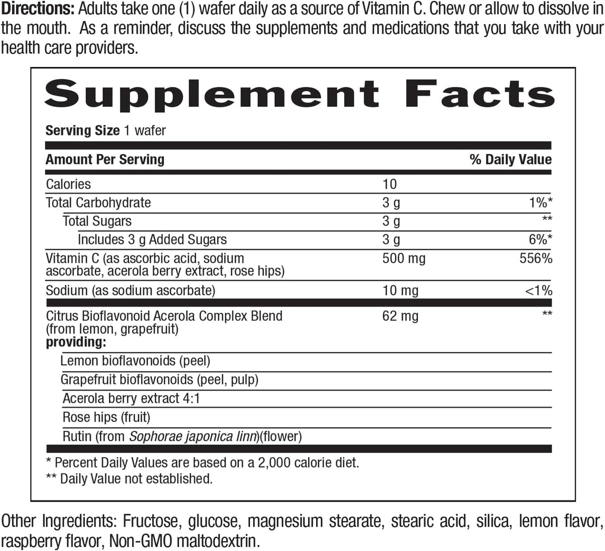 Country Life Acerola Vitamin C Complex 500mg, Berry Flavour Chewable Wafers with Citrus Bioflavonoids & Rose Hips, for Immune Health and Antioxidant Support, Gluten Free, Vegan, 90 Wafers - görsel 7
