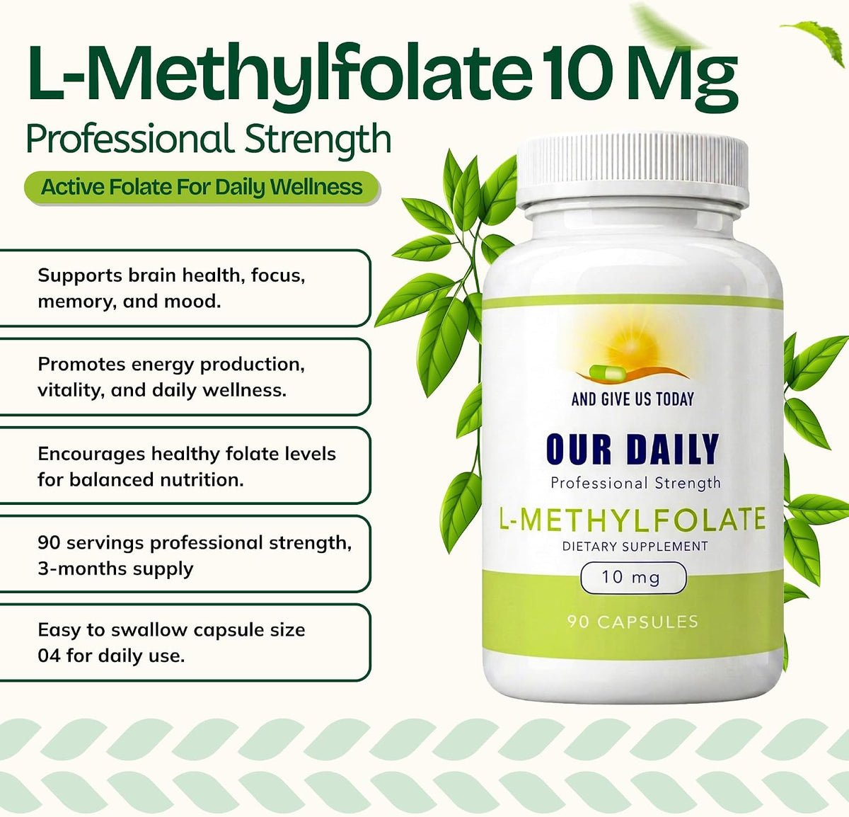 Our Daily Vites L-Methylfolate 10 mg – High-Strength Active Folate (5-MTHF), 90 Vegan Capsules - görsel 2