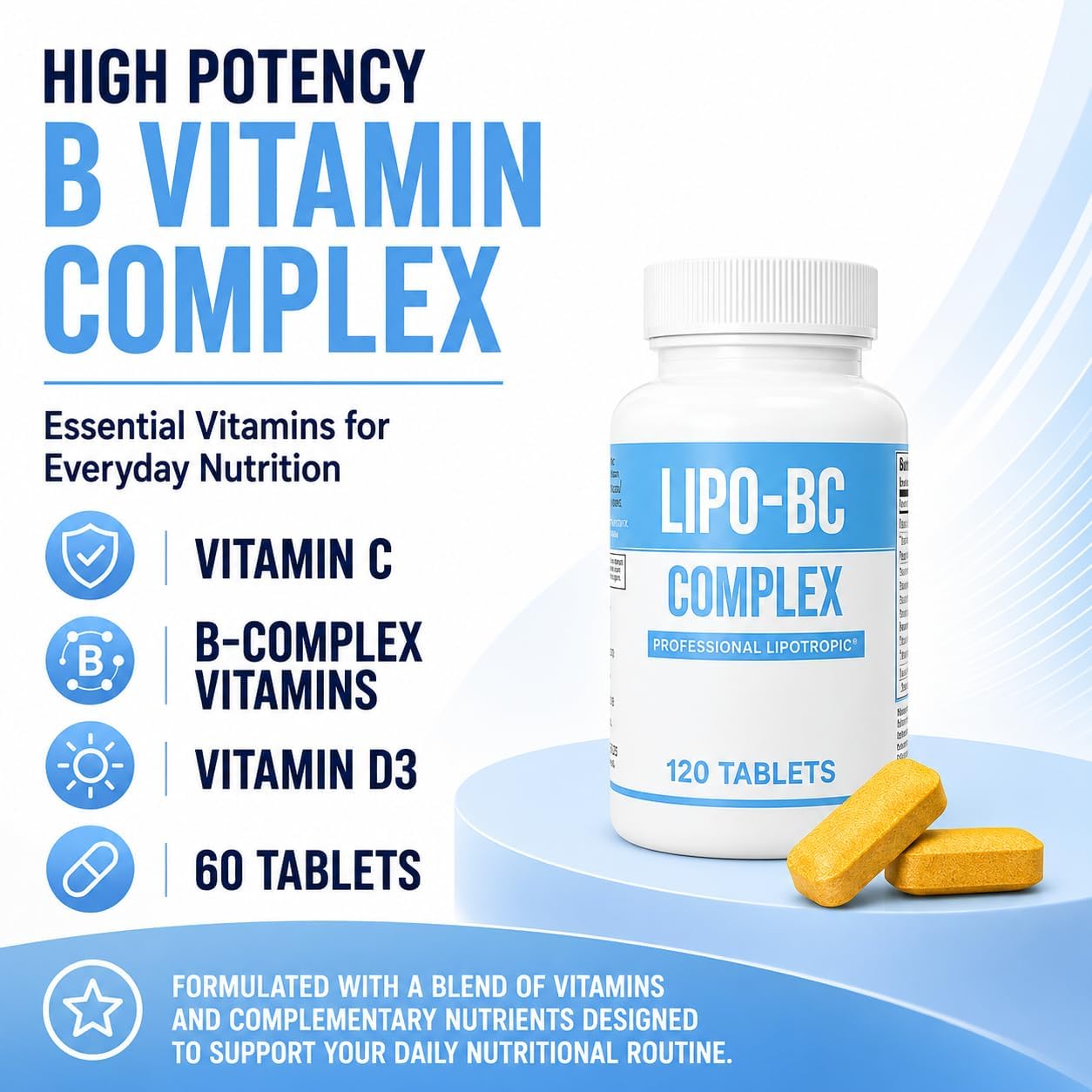 Legere Lipo-BC B-Complex Lipotropic Tablets, 120 Tablets - görsel 3