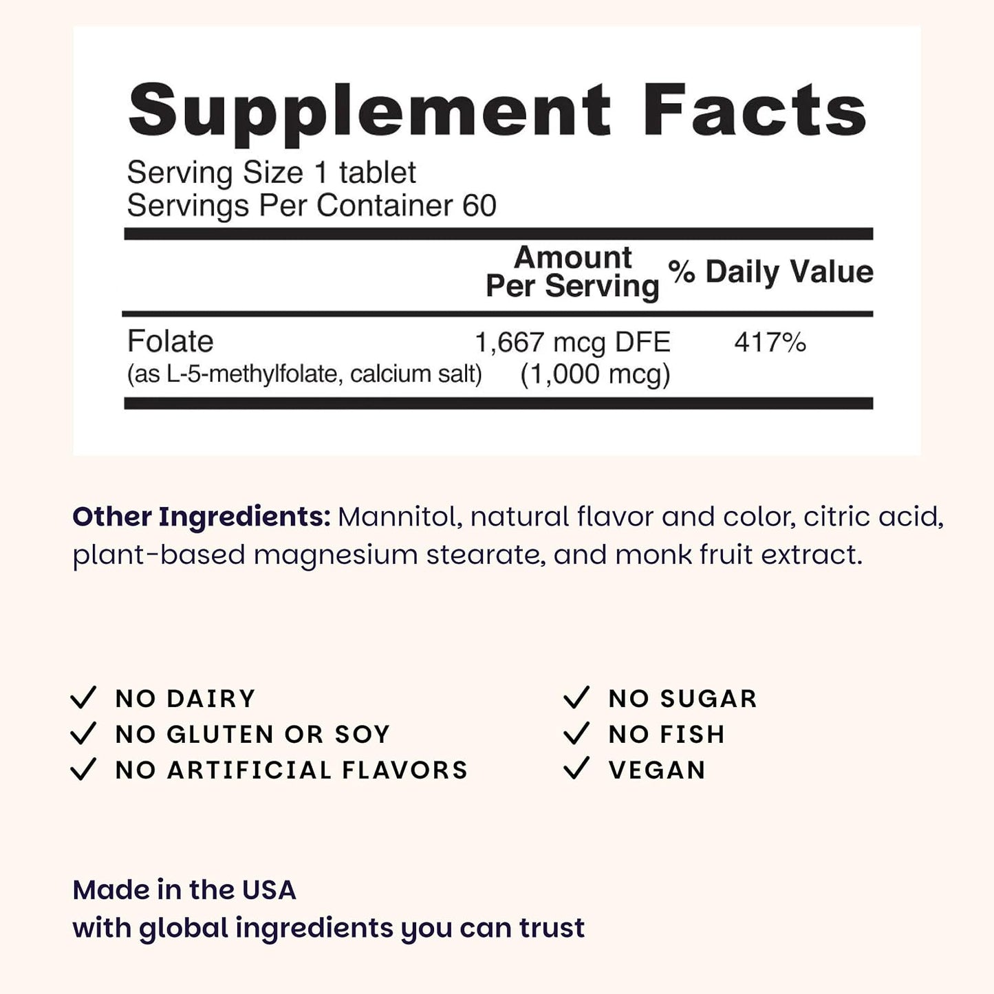 EZ Melts Dissolvable Folate - Methylated Folate Food Supplement - Orange Blast - 60 Tablets (1,667 mcg DFE) - görsel 3