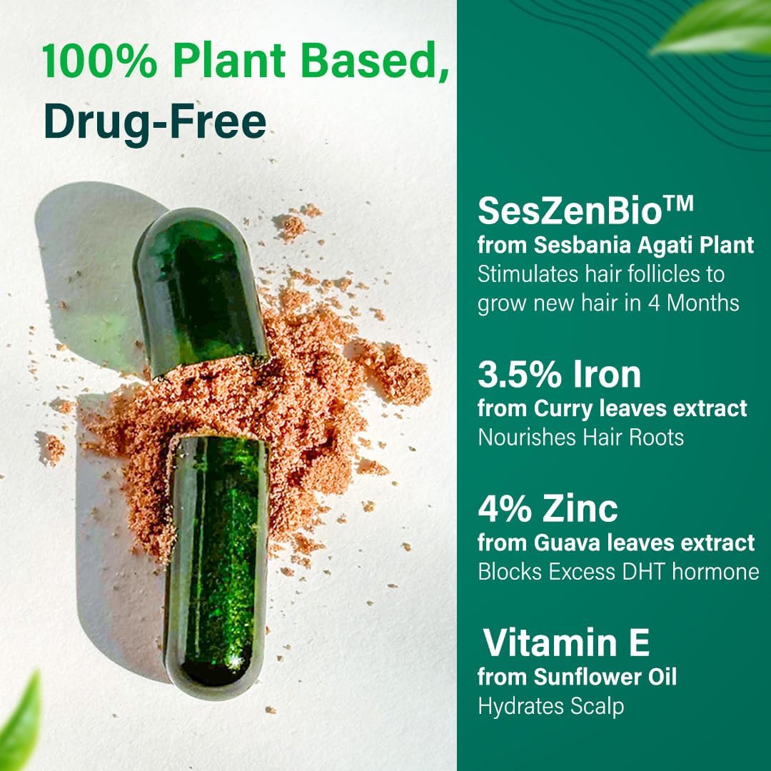 OZIVA Plant Based Hair Vitamins - with Omega-3, Biotin & Vitamin E - Certified Clean & Vegan - 60 Capsules - görsel 3