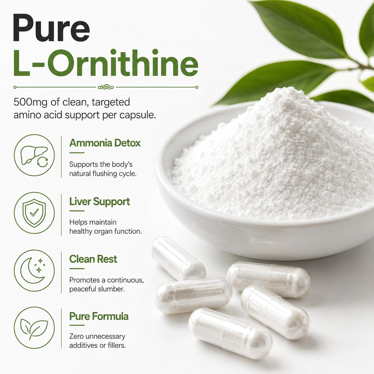 Dr Clark L-Ornithine 500mg - 100 Gelatine Capsules - görsel 3
