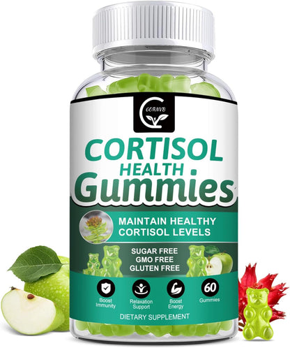 GORNVB Cortisol Gummies, Cortisol Supplement for Women with Magnesium, Ashwagandha, Rhodiola, Phosphatidylserine, L-Theanine, Black Pepper, Vitamin C & B6 - Relaxation, Focus, Sleep Support - 2 Pack