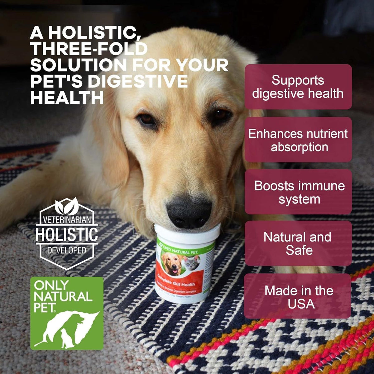 Only Natural Pet Complete Gut Health Complex - Probiotics & Digestive Enzymes for Dogs and Cats - görsel 3