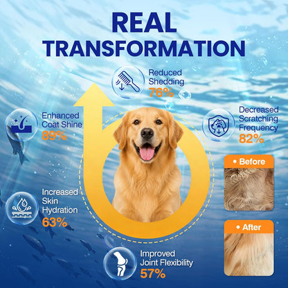 TTLXBL Omega-3 Fish Oil Supplement for Dogs – 200 Skin & Coat Chews with EPA & DHA