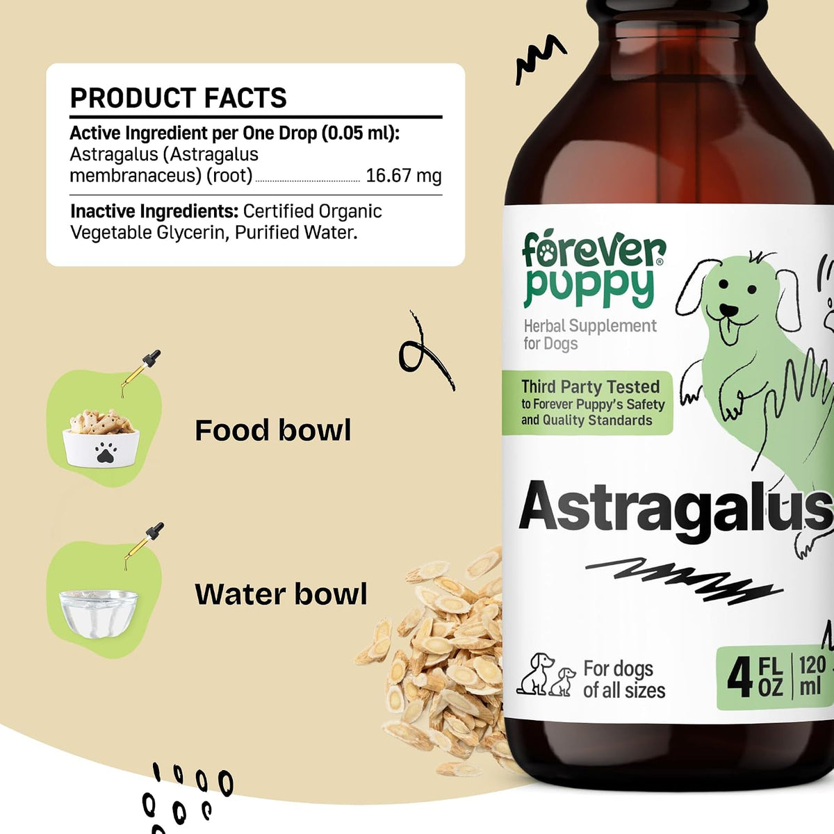Forever Puppy Astragalus Root Drops for Dogs - Immune Support - 118 ml - görsel 3