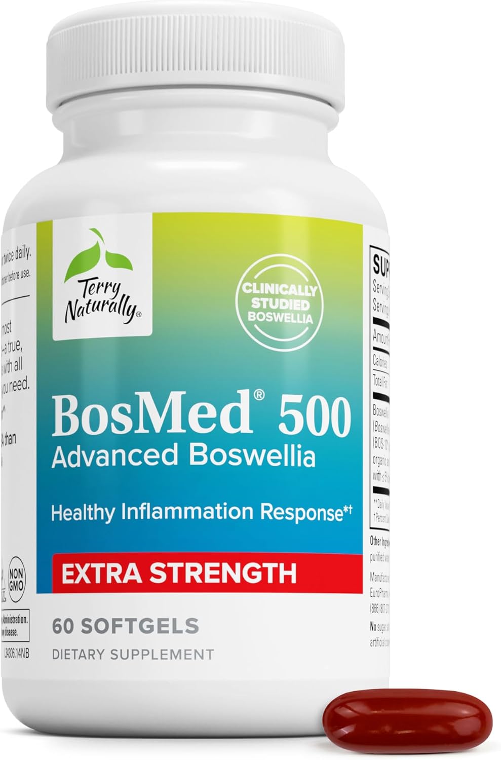 Terry Naturally BosMed 500 Extra Strength - Boswellia Serrata Extract Supplement - Herbal Support for Healthy Lungs - 60 Softgels (Pack of 2) - görsel 8