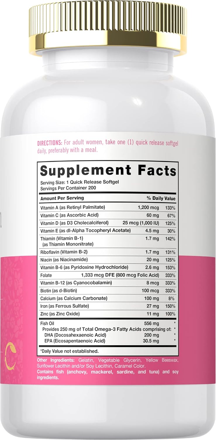 Carlyle Multivitamin for Women with Iron - 200 Softgels - görsel 2