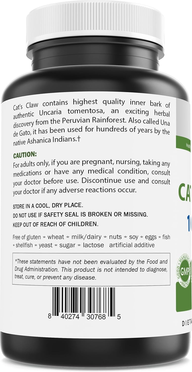 Brieofood Cat's Claw 1000 mg per Serving - 240 Capsules - Non-GMO, Gluten-free - görsel 3