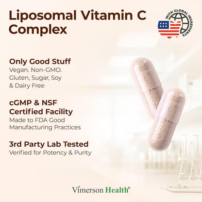 Liposomal Vitamin C 1000mg – Enhanced Absorption Vitamin C Capsules – Immune Support Supplement – High Potency for Antioxidant Support – Gentle on Digestion & Fast Uptake. 60 Capsules