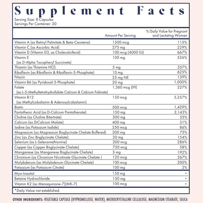 FullWell Women's Prenatal Multivitamin - 240 Capsules (30 Servings)