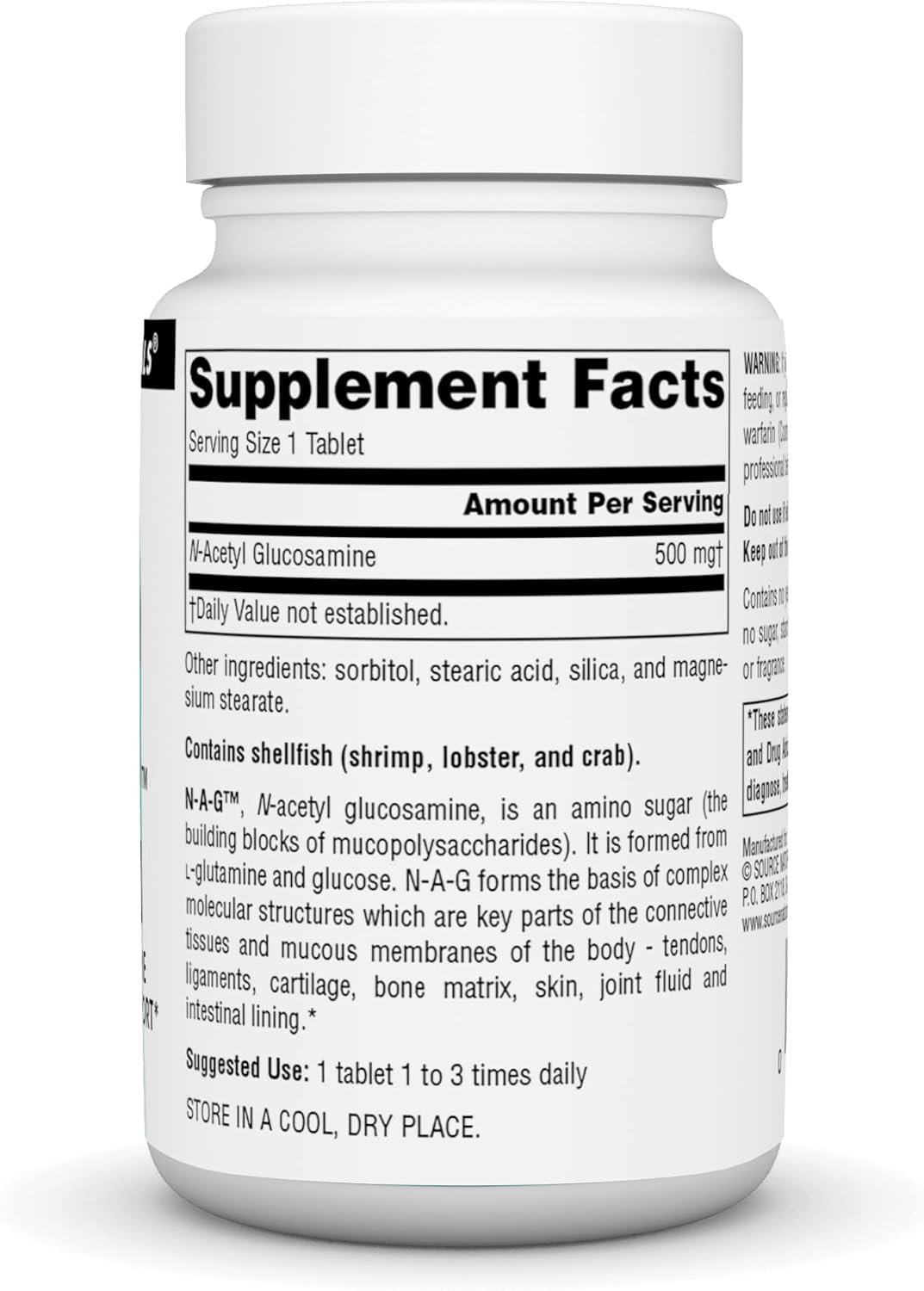 Source Naturals N-A-G (N-Acetyl Glucosamine) – 500 mg – 60 Tablets – Joint and Gut Support Supplement - görsel 2