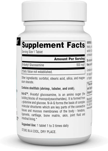Source Naturals N-A-G (N-Acetyl Glucosamine) – 500 mg – 60 Tablets – Joint and Gut Support Supplement