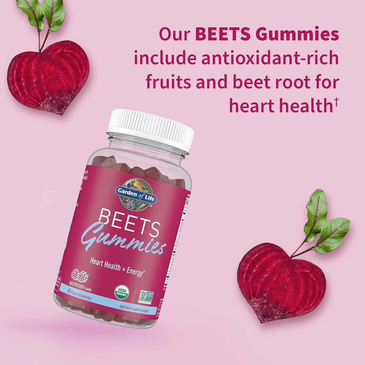 Garden of Life Beets Gummies - Organic Raspberry, 60 Gummies - görsel 2