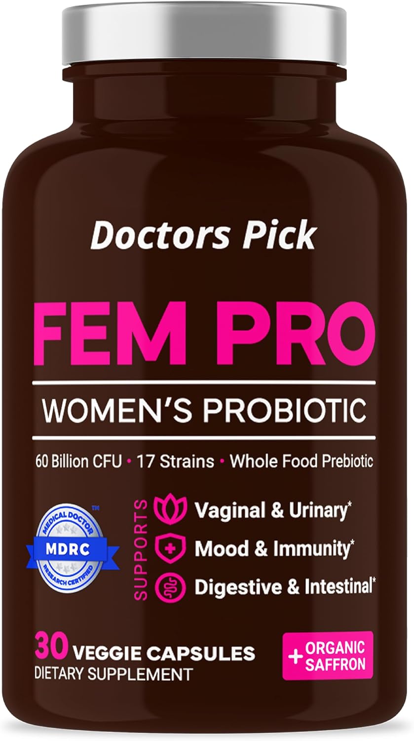 Doctors Pick Fem Pro Probiotics for Women. 17 Clinically Effective Strains for Vaginal, Digestive & Immune Support, Urinary Tract Health, pH Balance and Mood. 60 Veggie Capsules, 2 Month Supply - görsel 8