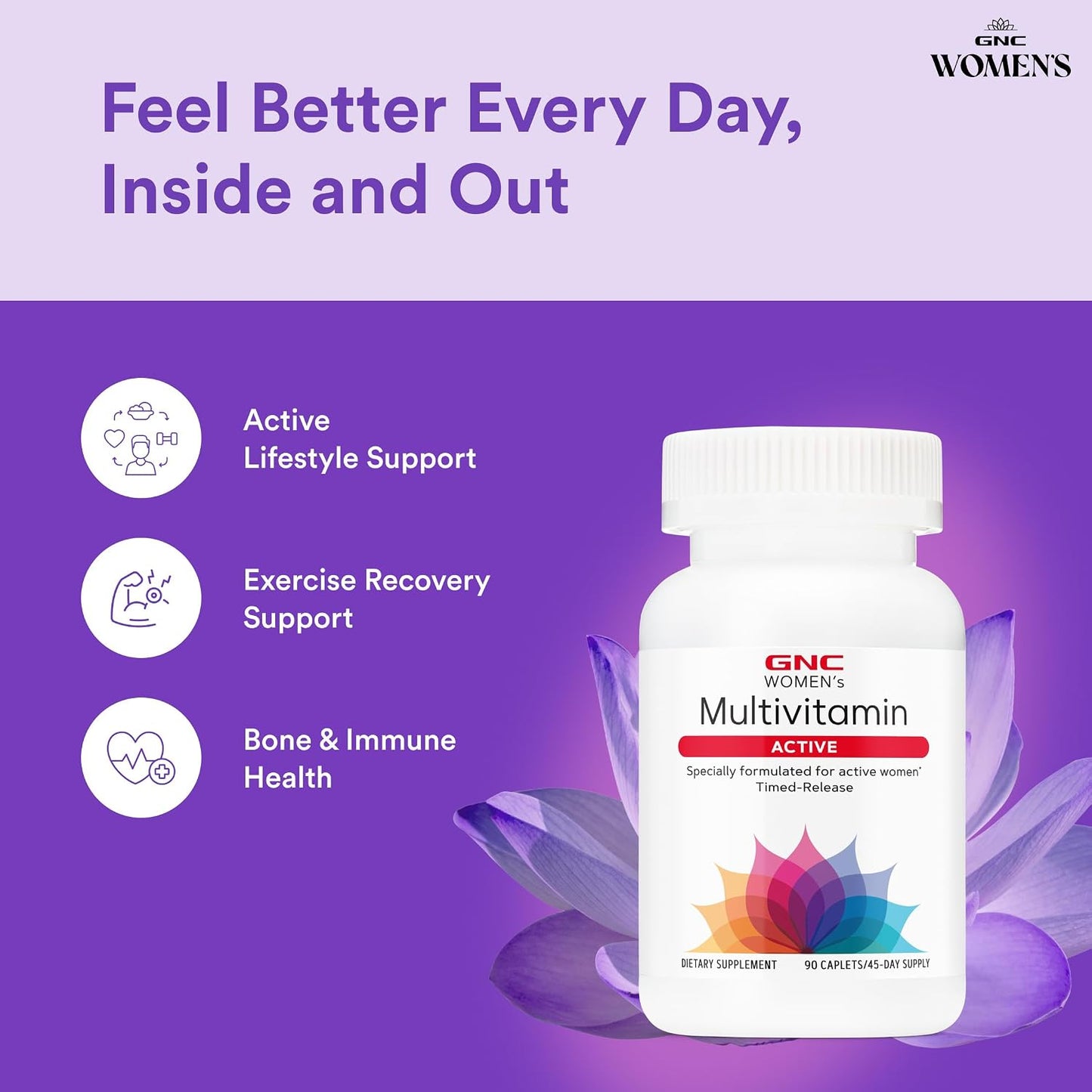GNC Women’s Active Multivitamin Tablets - Complete Nutrition for Energy, Bone Health, and Immune Support (90 Tablets) - görsel 3