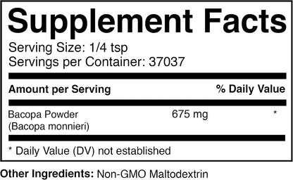 Prescribed For Life Bacopa Powder 4:1, Brahmi Powder, Ayurvedic Herbal Supplements, Bacopa monnieri (25 kg)