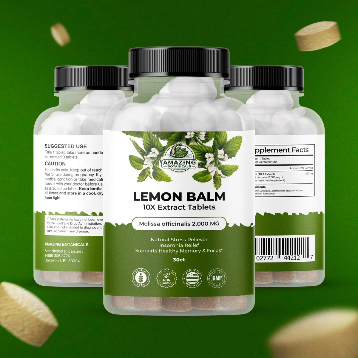 Amazing Botanicals Lemon Balm 10X Extract Tablets – 200 mg per Serving, 30 Tablets - görsel 3