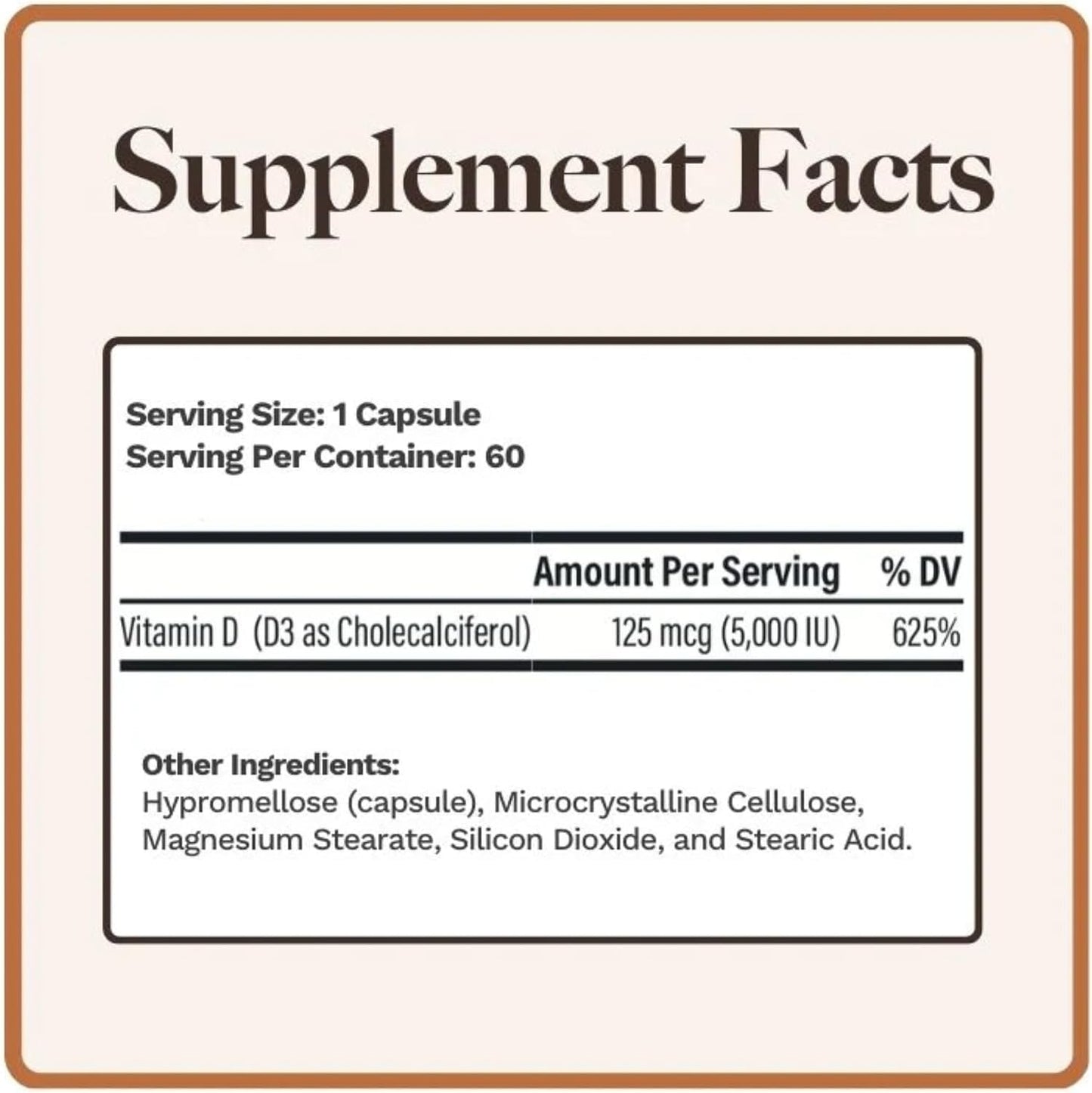 Utzy Naturals D3 5,000 IU Vitamin D3 Food Supplement - 60 Capsules - görsel 2