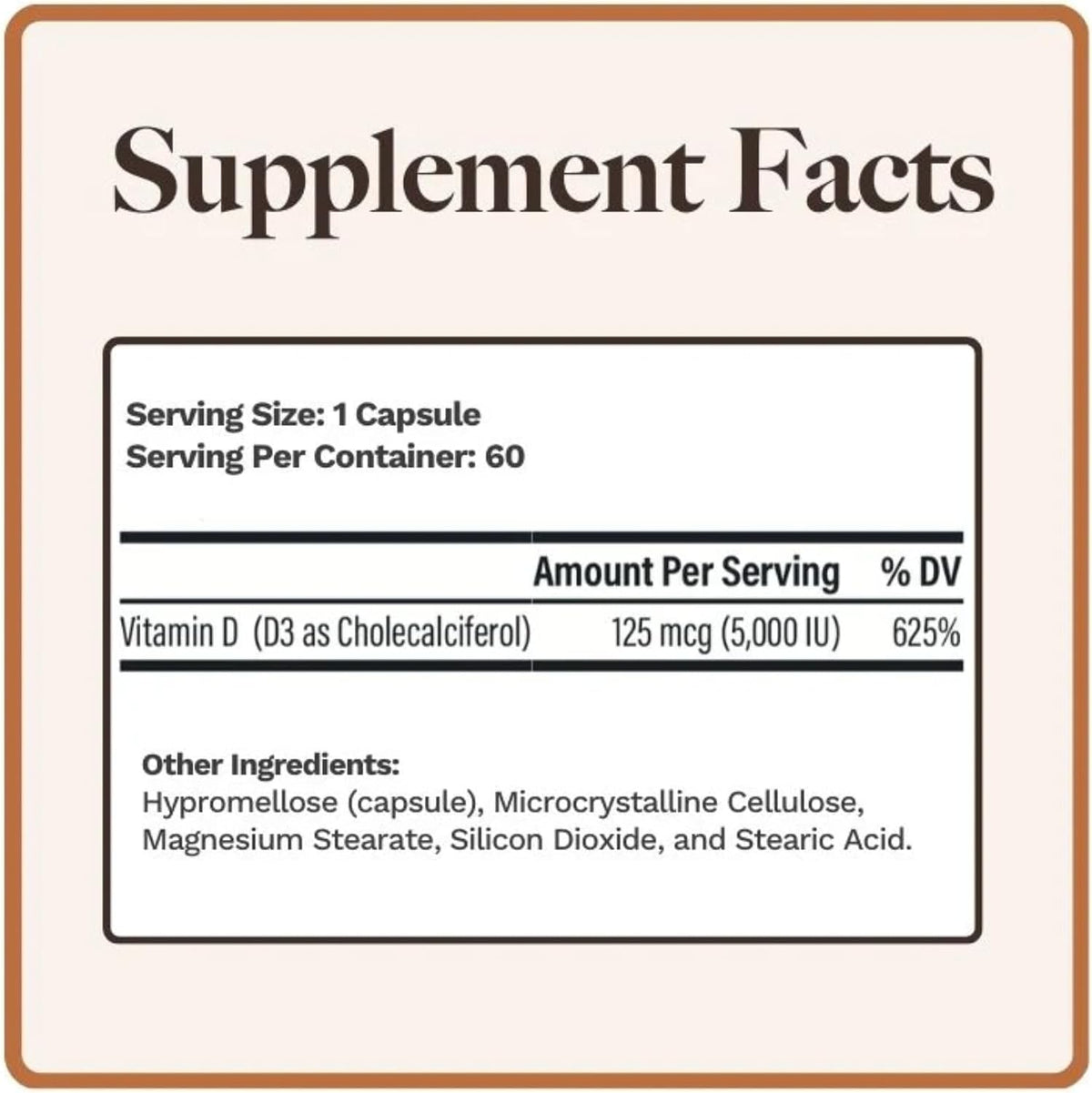 Utzy Naturals D3 5,000 IU Vitamin D3 Food Supplement - 60 Capsules - görsel 2
