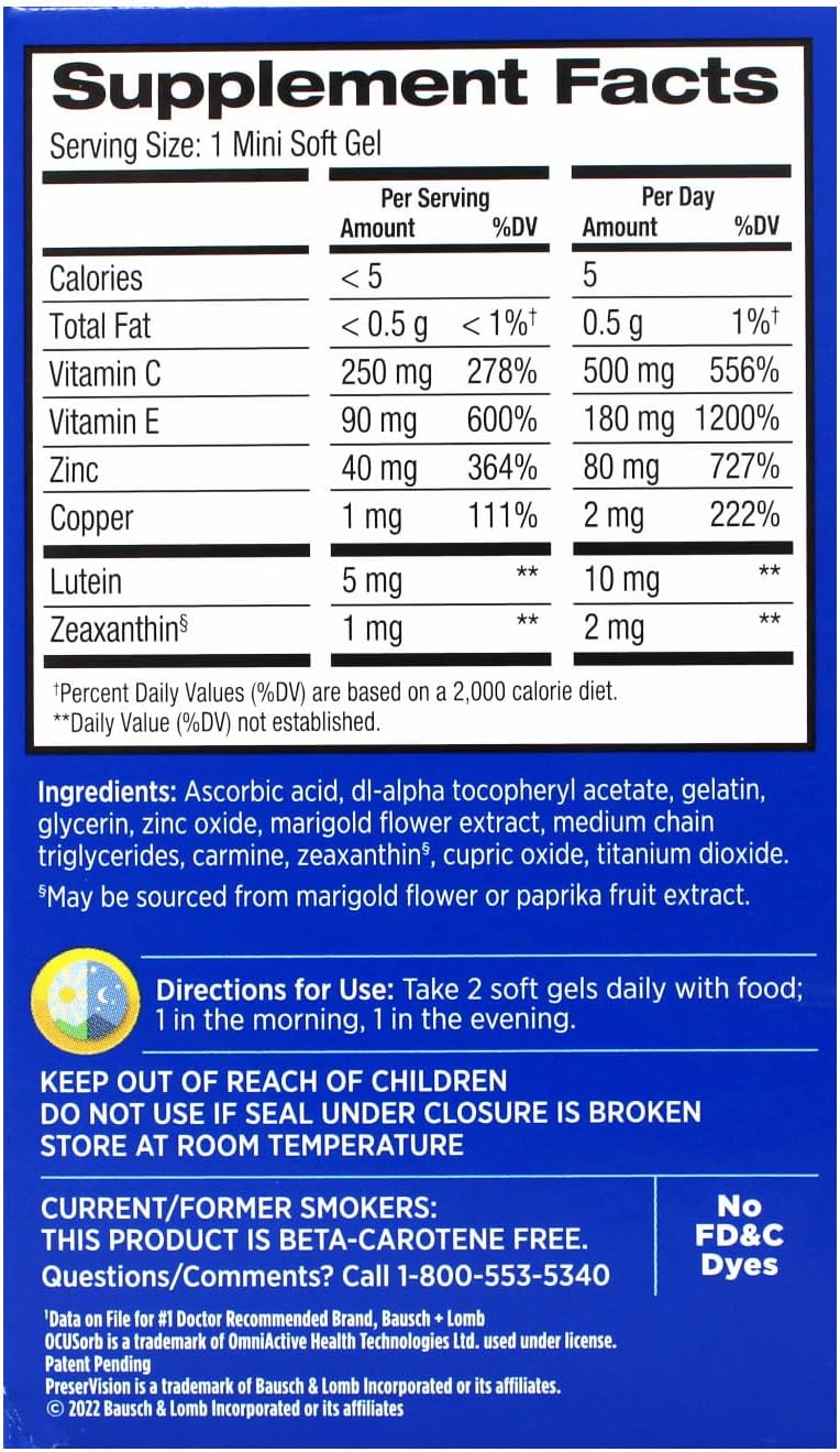PreserVision AREDS 2 Eye Vitamin & Mineral – Vitamin E: Protects cell membranes from free radical damage. It also – Image 3